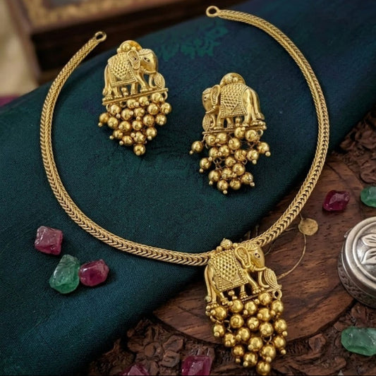 Gold finish gonghroo elephant Choker