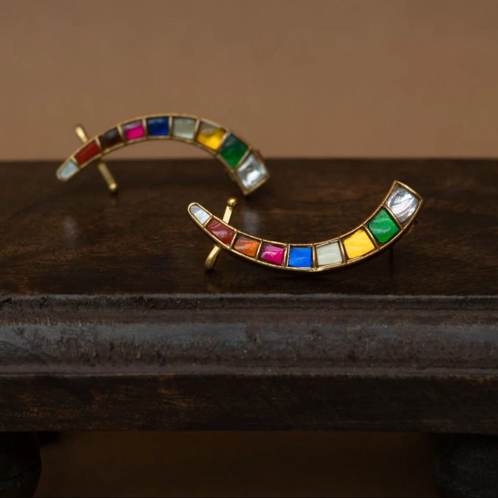 Jadau kundan multi color earcuff