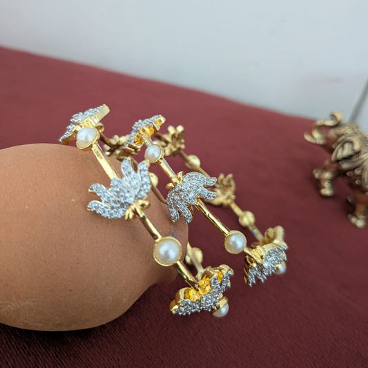Lotus design pearl bangles