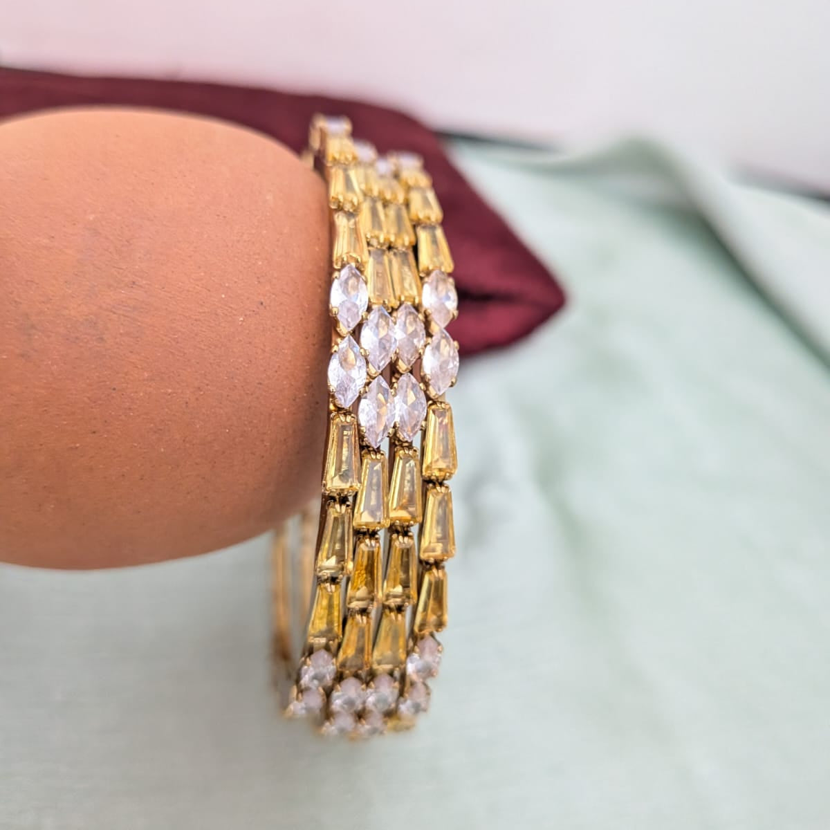 CZ stone yellow bangle
