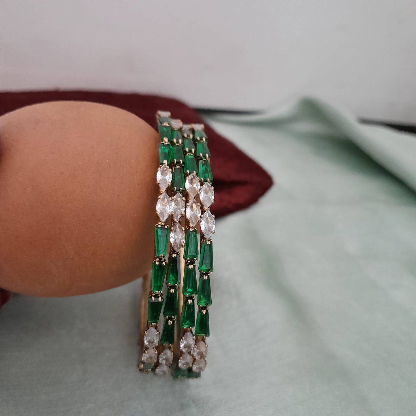 CZ stone green bangle