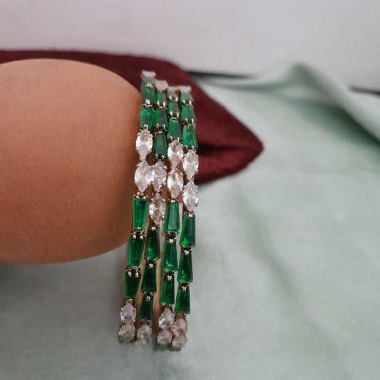 CZ stone green bangle