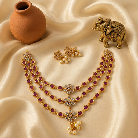 3 layer necklace Flower