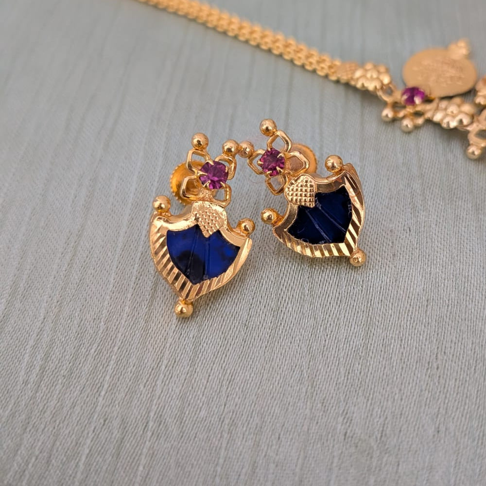 Microplated Palaka and Coin necklace - Kerala design blue