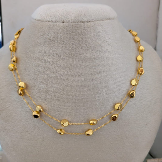 2Layered gold  beaded invisible necklace