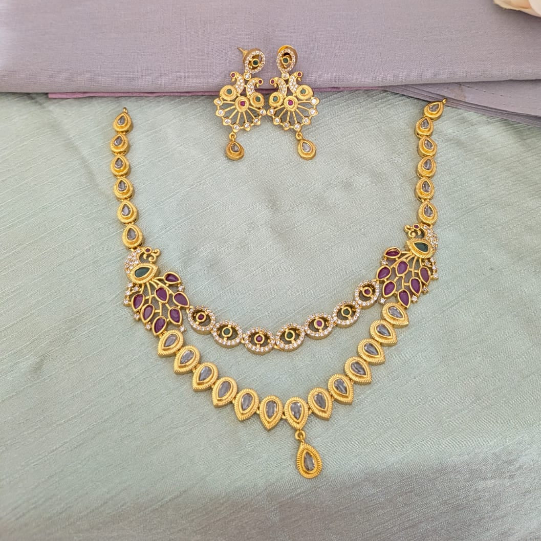 Peacock AD stone necklace