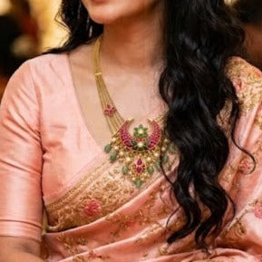 Jadau kundan ruby with green stone Hasli
