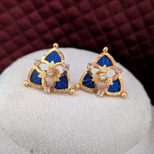 Kerala Microplated round palak blue stud