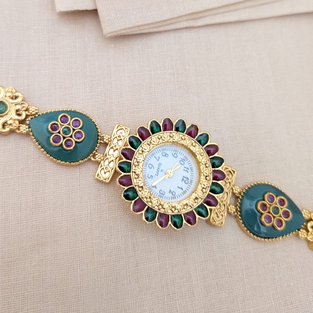 Semiprecious fusion stone watch