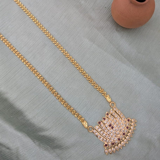 Long impon microplated Lotus Pendant chain