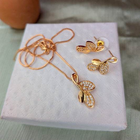 Floral slim AD stone chain set