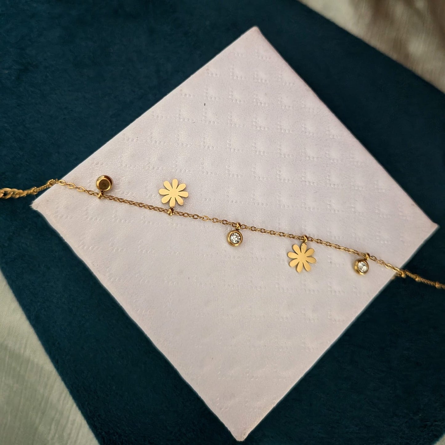 Floral with white stone bracelet