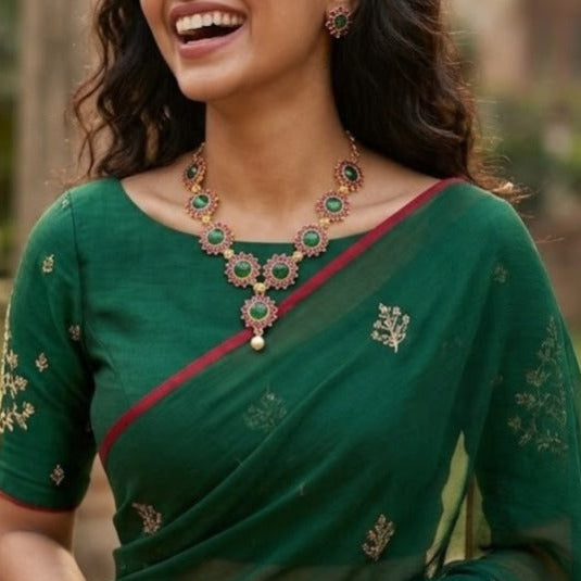 Kemp ruby with green  stone necklace