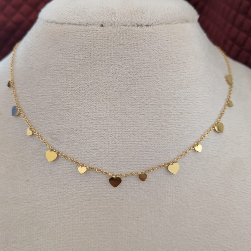 Little hearts design slim chain