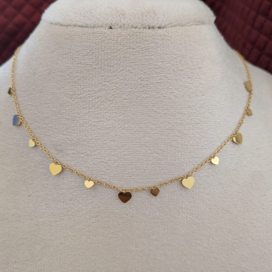 Little hearts design slim chain