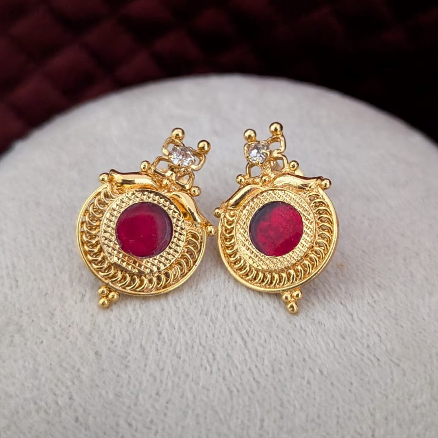 Kerala Microplated round palaka stud