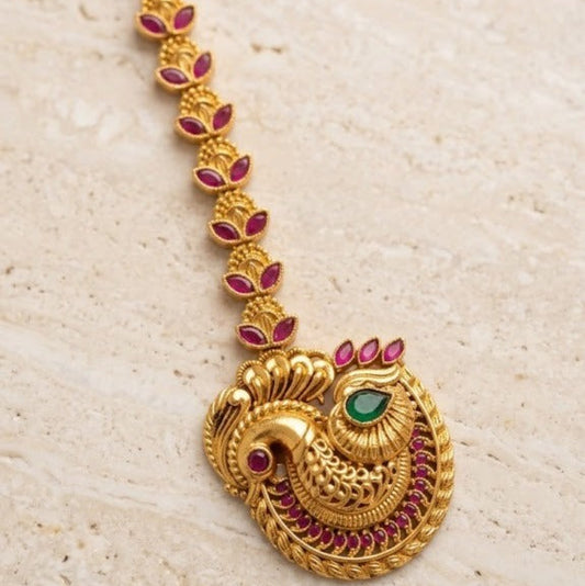 Peacock with ruby stone slim tikka