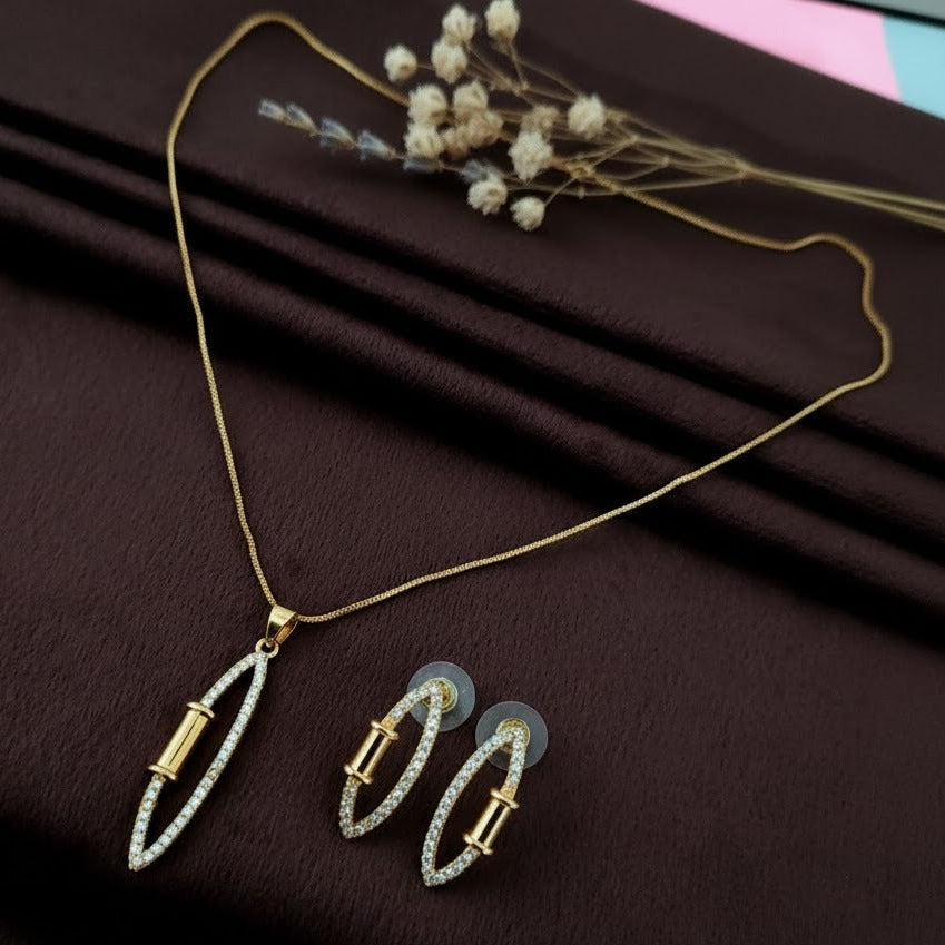 Drop design slim CZ stone chain set