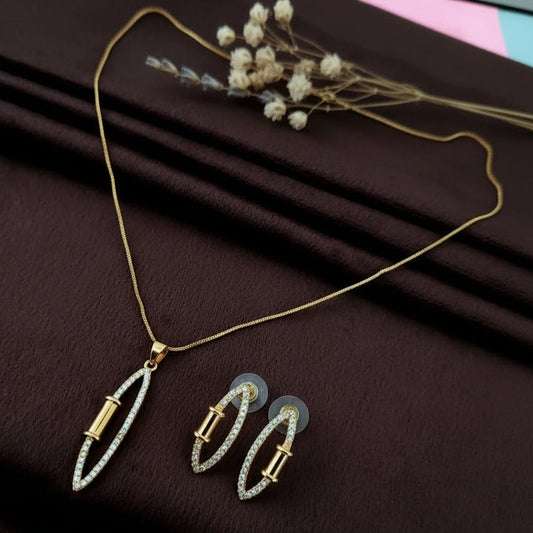 Drop design slim CZ stone chain set