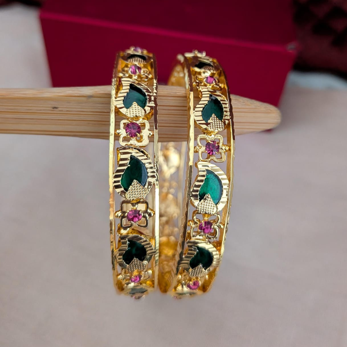 Kerala Microplated mango  green bangle