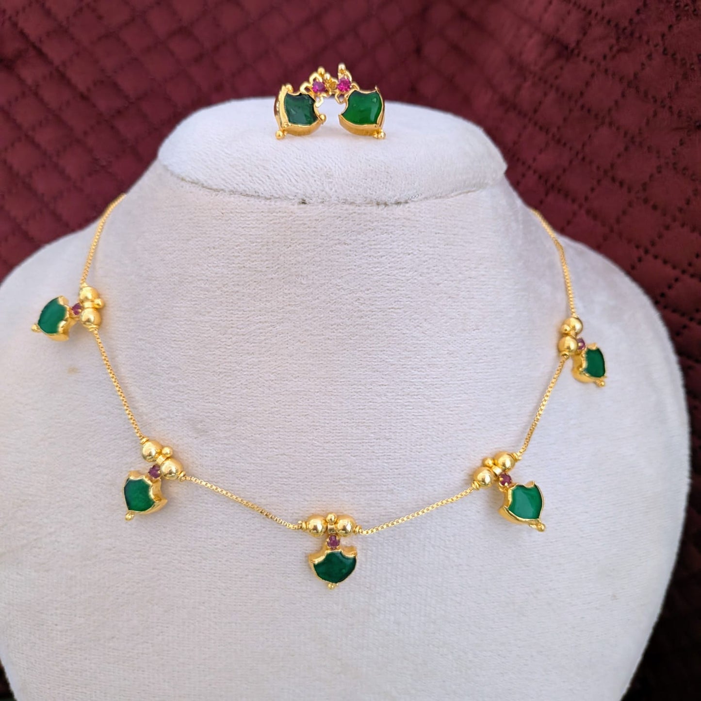 Kerala palaka invisible green Necklace set
