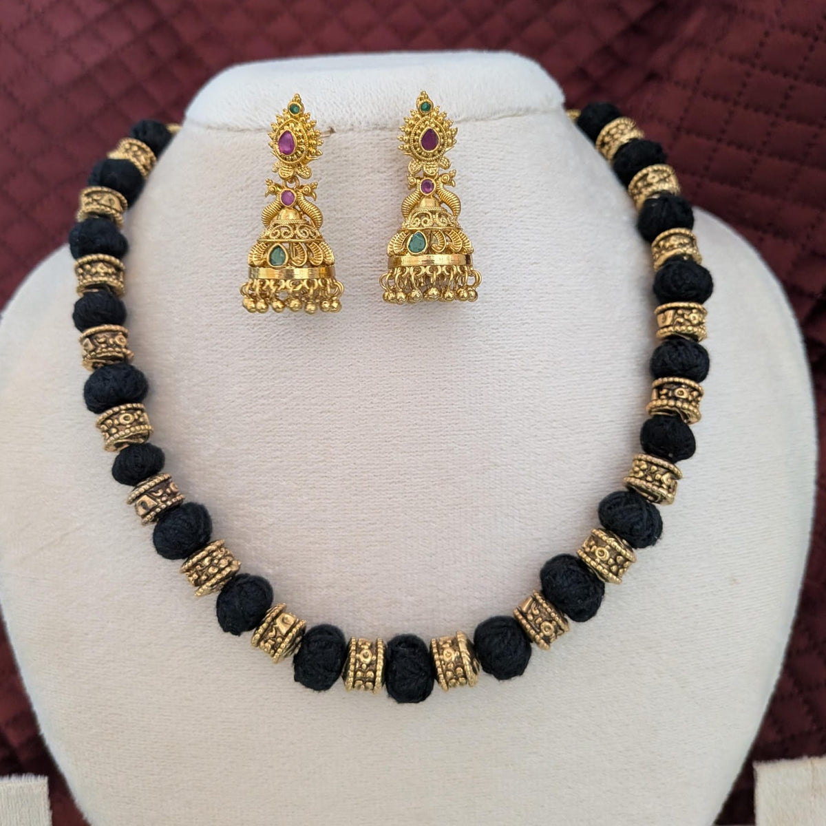 Black Thread Ball necklace