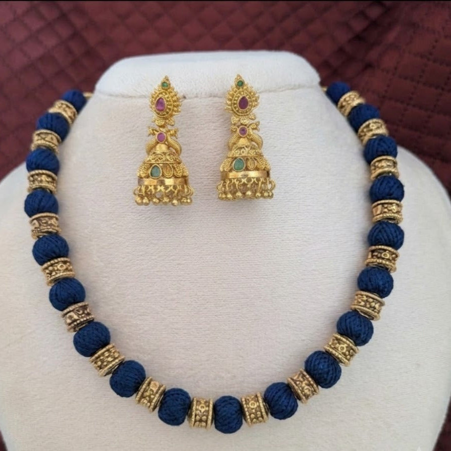 Blue Thread Ball necklace