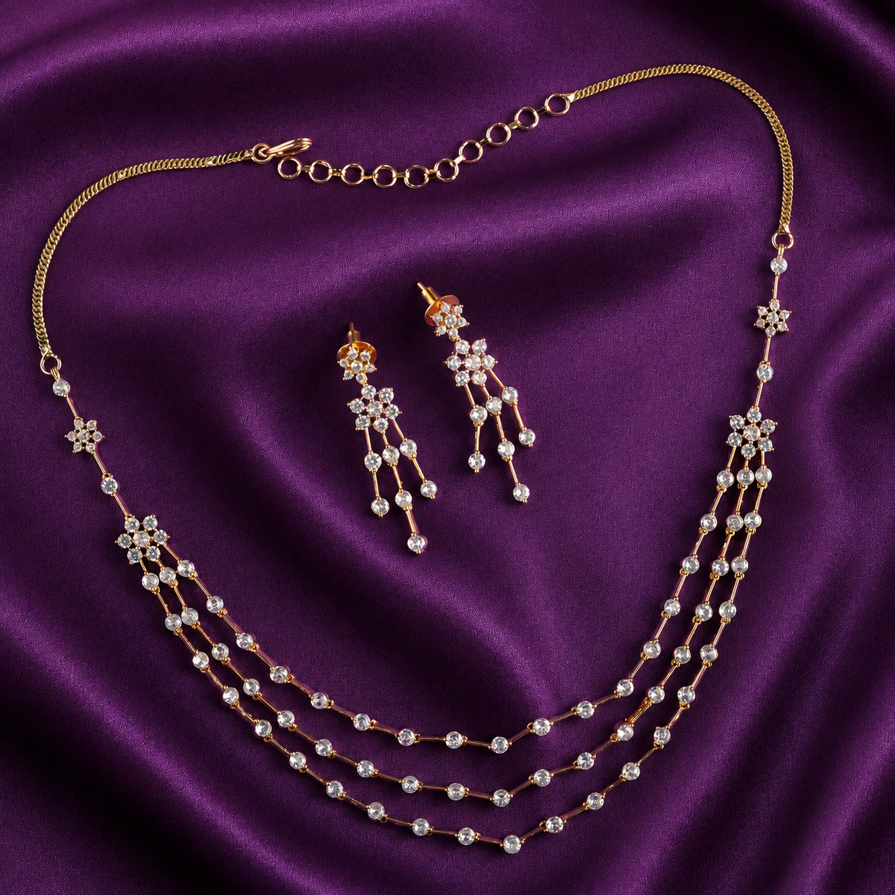 AD stone 2 Layered floral necklace