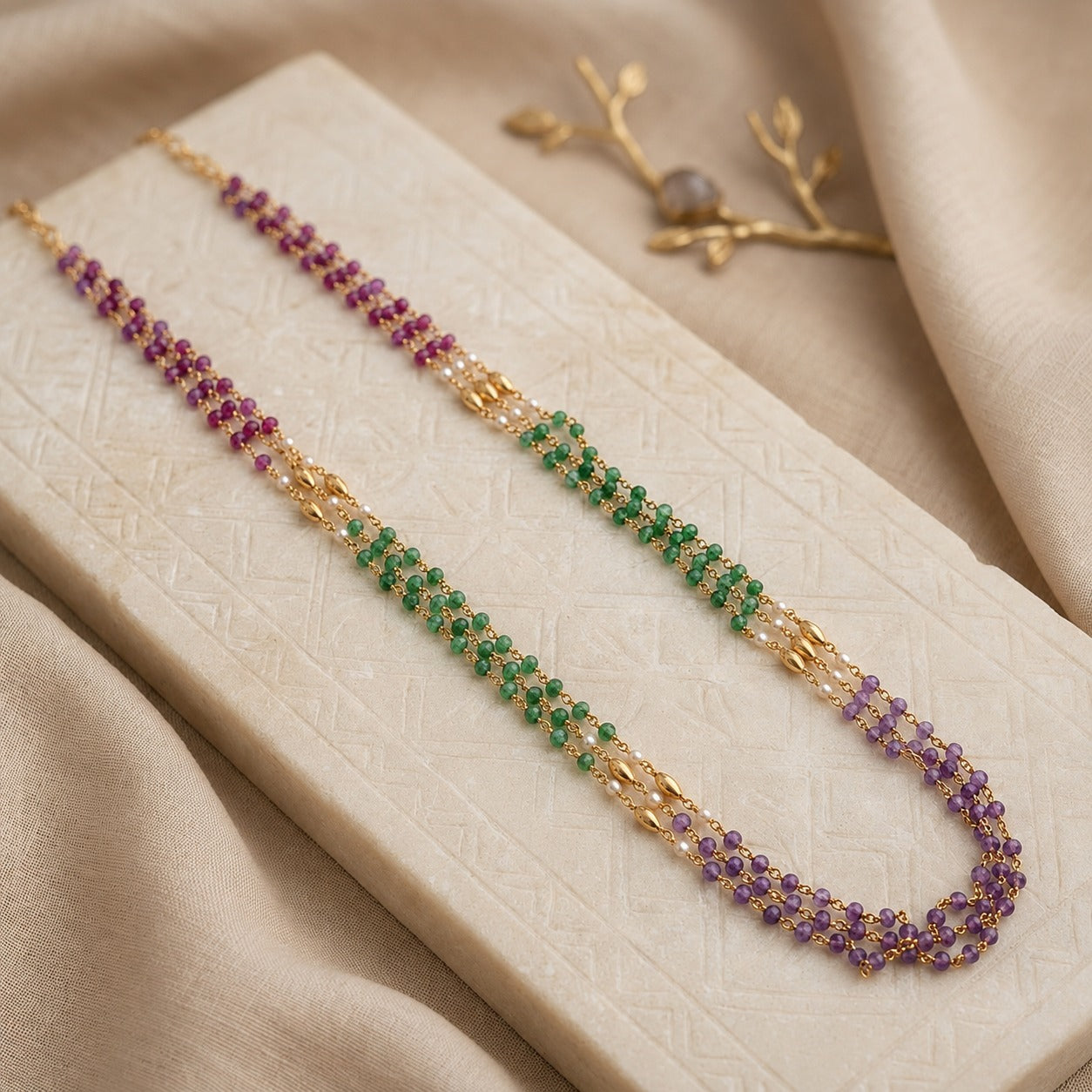 Triple Layer Pastel Beaded Chain