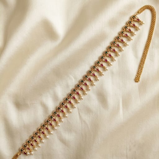 AD Petal Pearl Drop Hip Chain