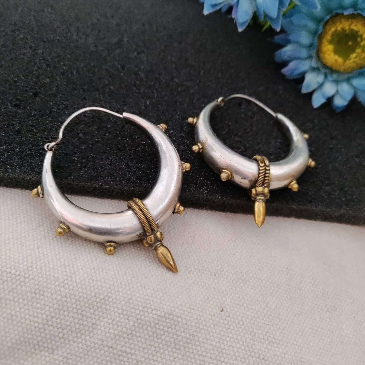 Crescent Spike Hoop Dualtone Earring