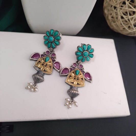 Floral Peacock Dualtone  Pearl Drops