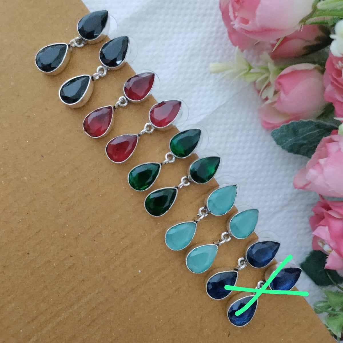 Drop stone earring