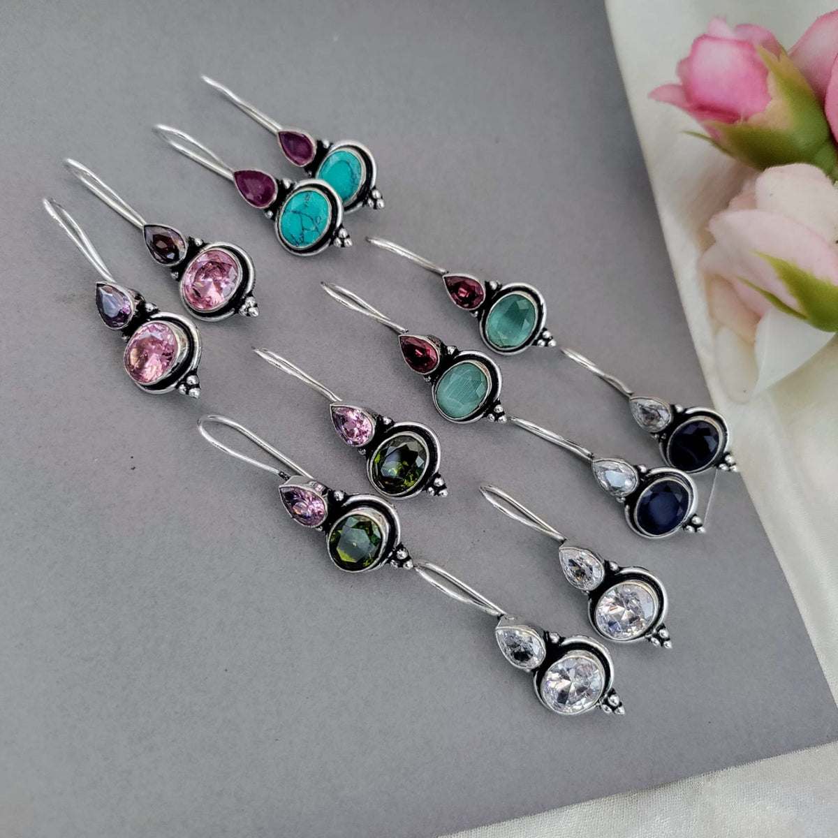 2 Stone earring hook