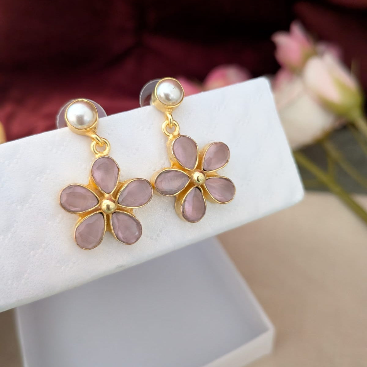 5 stone flower earring