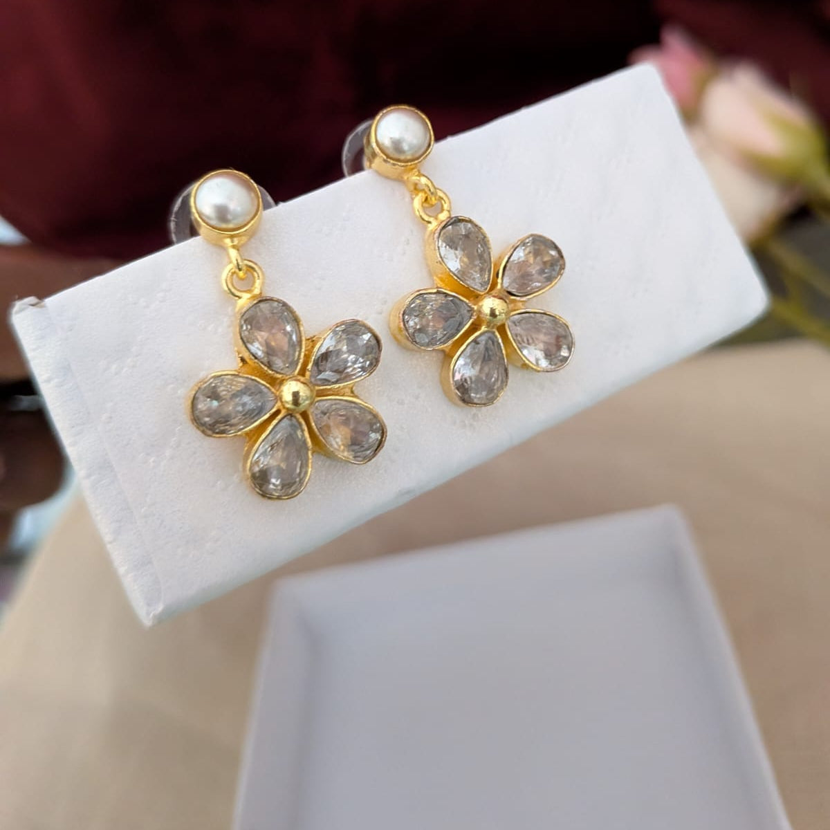 5 stone flower earring