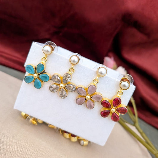 5 stone flower earring