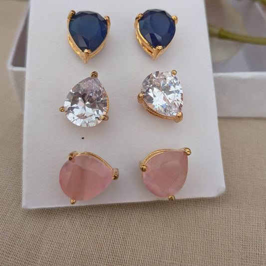 Drop golden stone stud earring