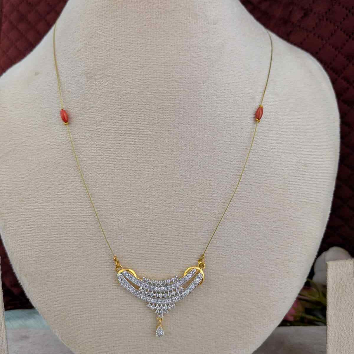 AD stone with coral invisible necklace
