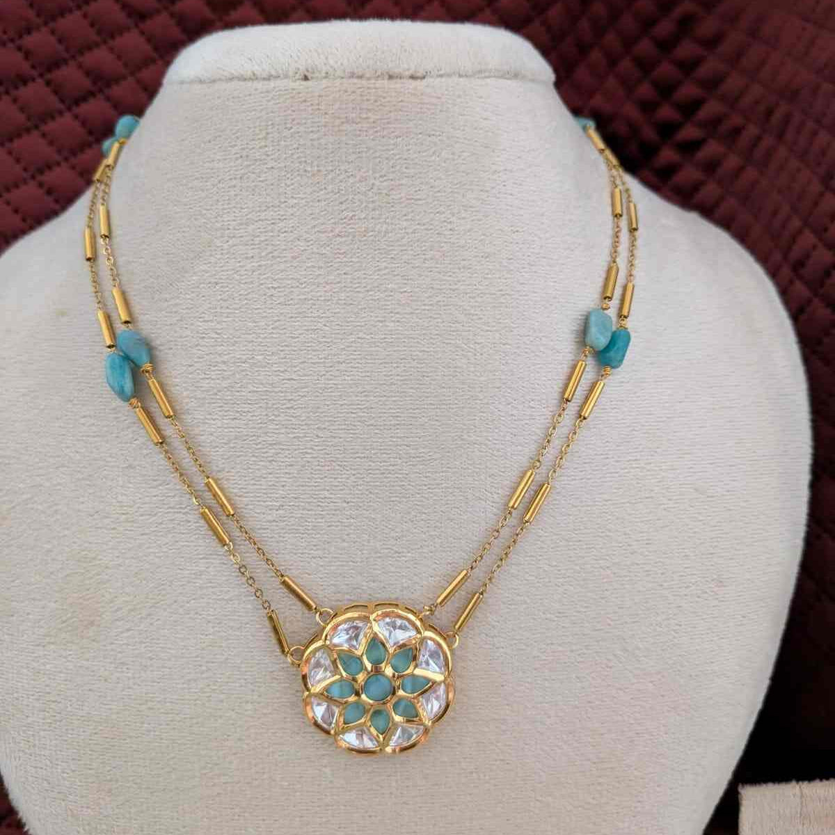 2 layered  aqua blue necklace