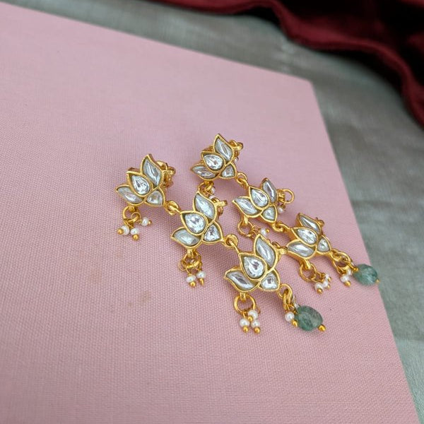 Judau Kundan Lotus White Stone Earring