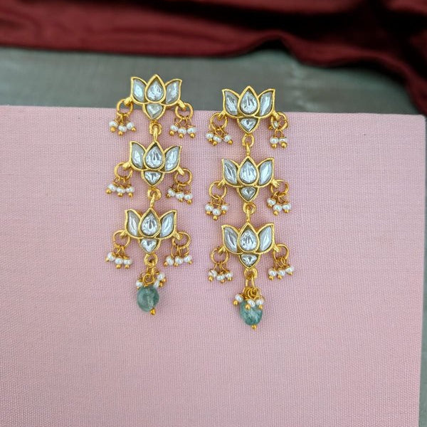 Judau Kundan Lotus White Stone Earring