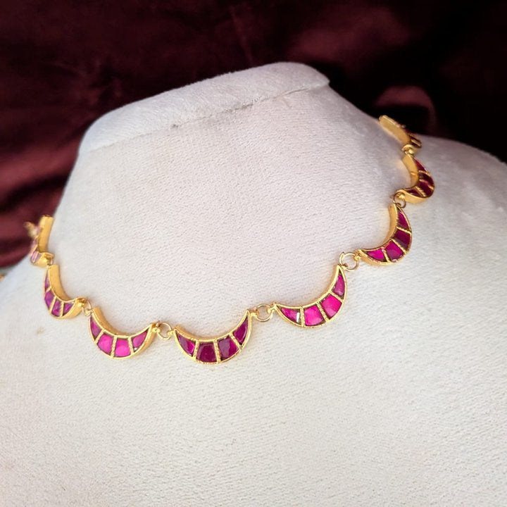 Jadau kundan Ruby Stone Necklace Set