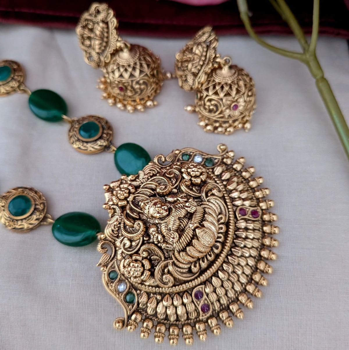 Lakshmi Green Beaded Necklace