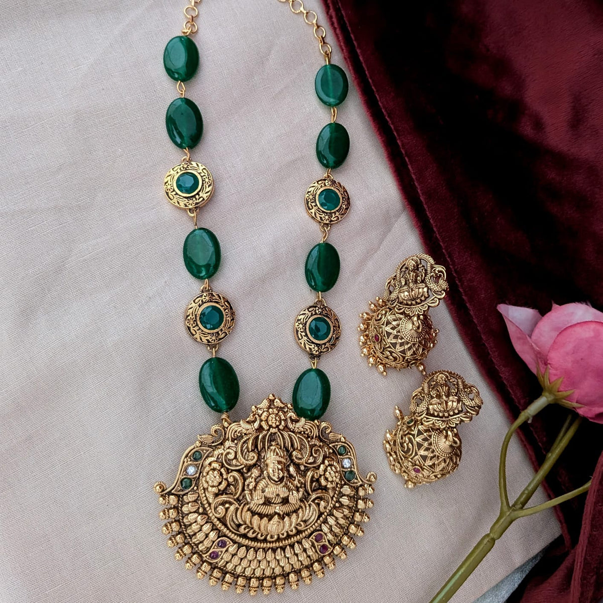 Lakshmi Green Beaded Necklace