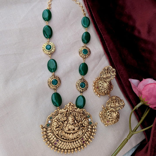 Lakshmi Green Beaded Necklace