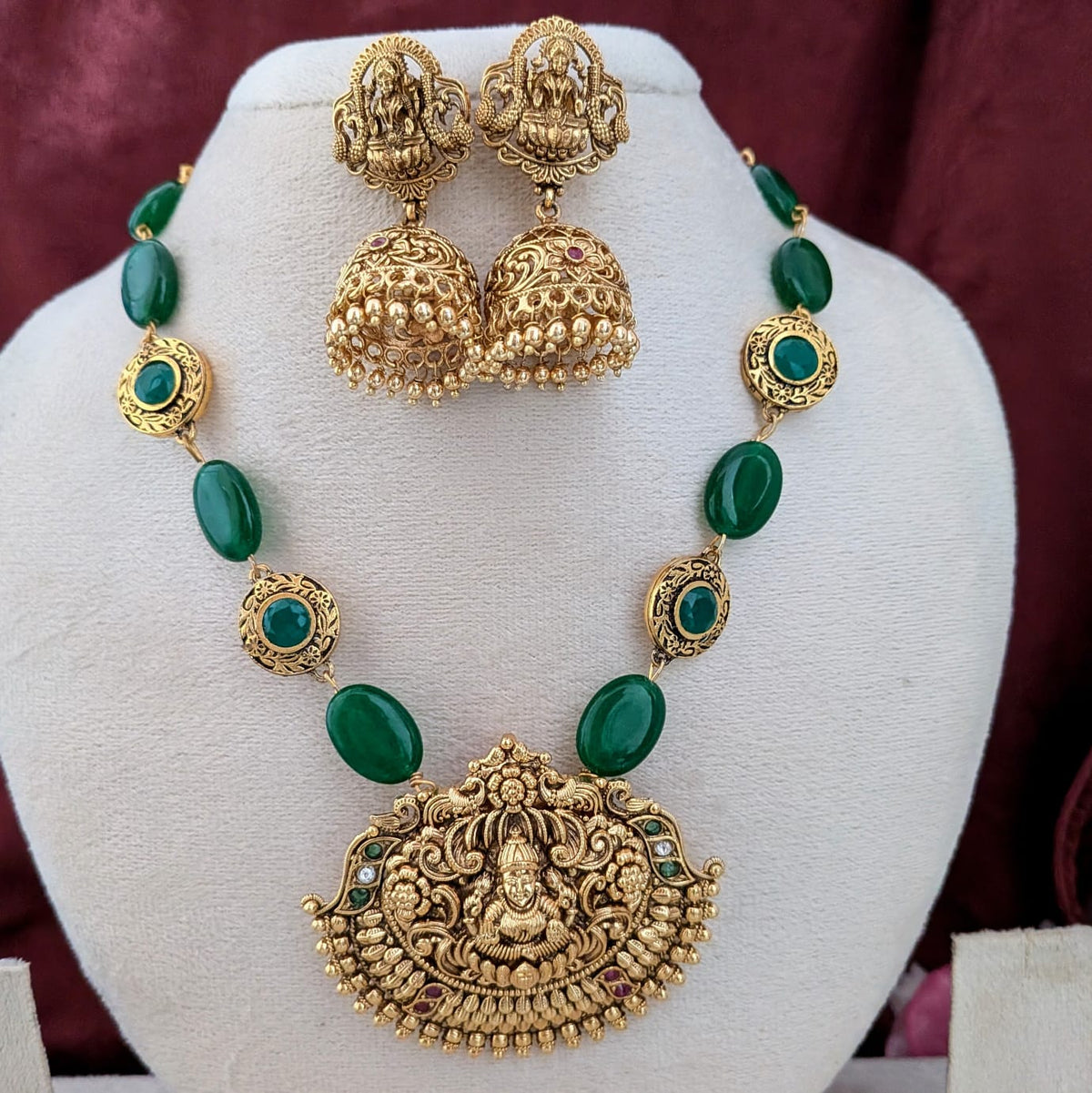 Lakshmi Green Beaded Necklace