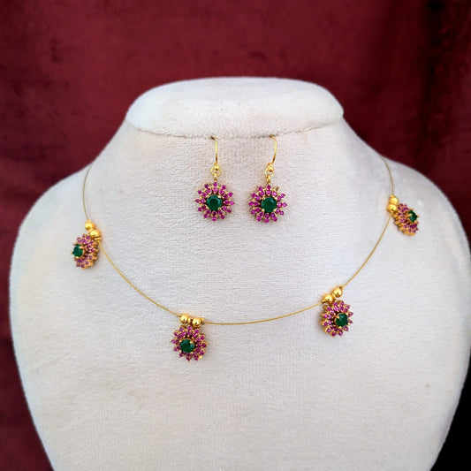 Ruby stone invisible necklace