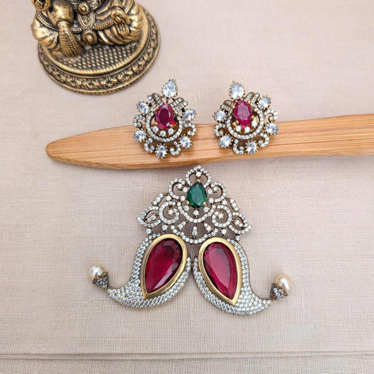 AD Stone Ruby Puligoru Pendant