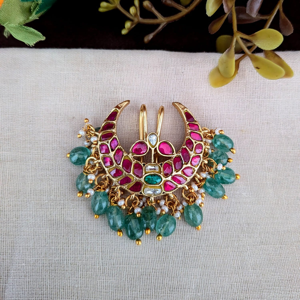 Moon Jadau Kundan  Stone Hair Accessory